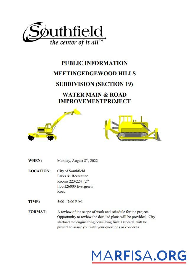 Printable USA Michigan City of Southfield utility water and construction shut off notice, Word and PDF template, 3 pages 3